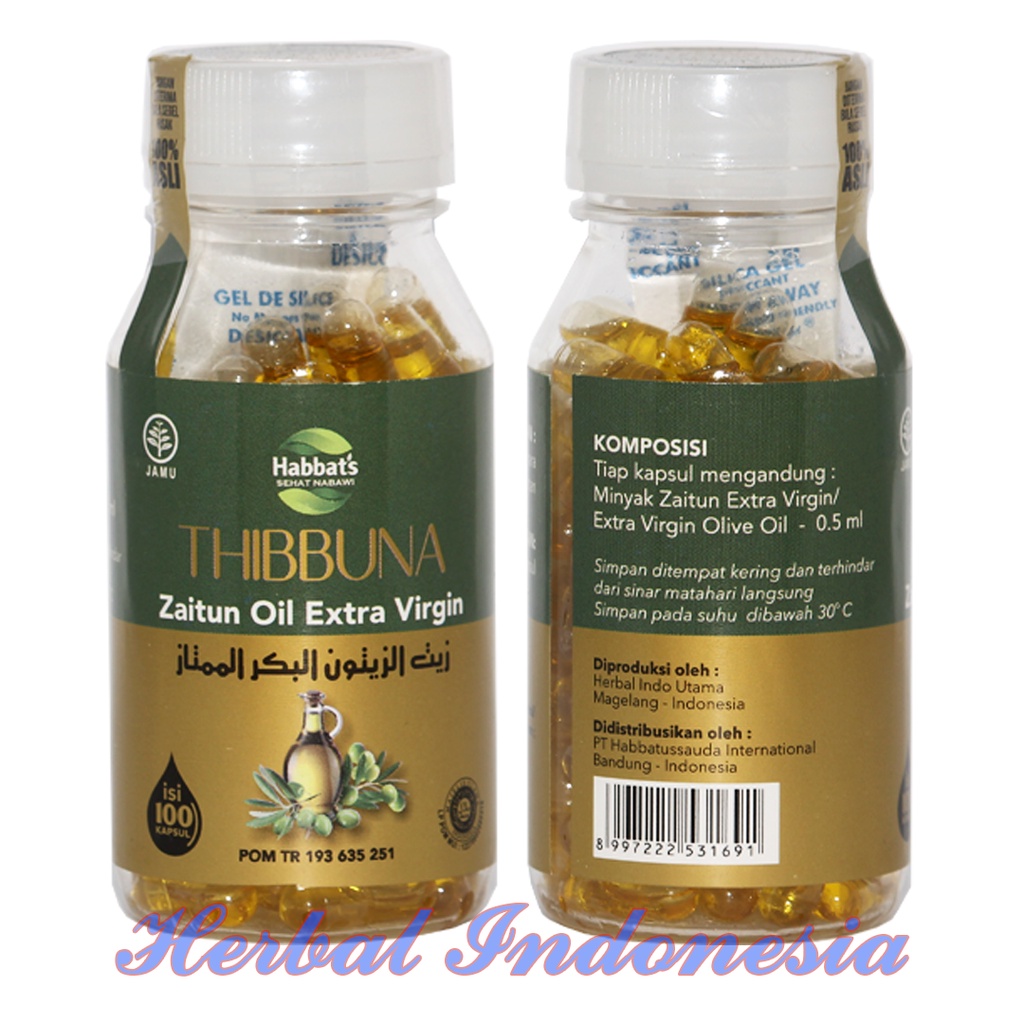 Minyak Zaitun Thibbuna 100 Kapsul| Habbatusaudah Thibbuna Zaitun Oil Extra Virgin