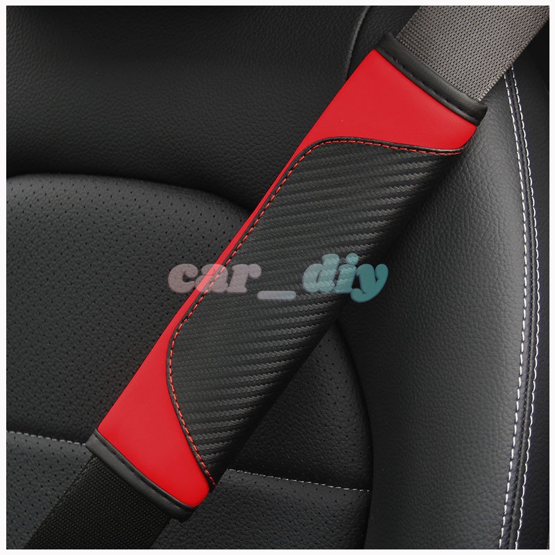 Cover Pelindung Bahu Bahan Kulit Carbon Fiber Untuk Sabuk Pengaman Mobil Universal