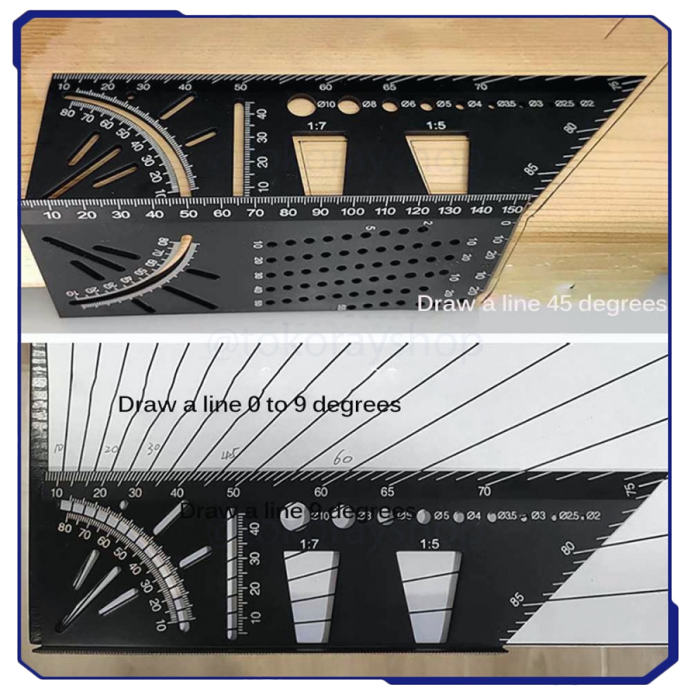 

Penggaris Angle Ruler Mark 3D Measuring Tool Aluminium - M142 SF6