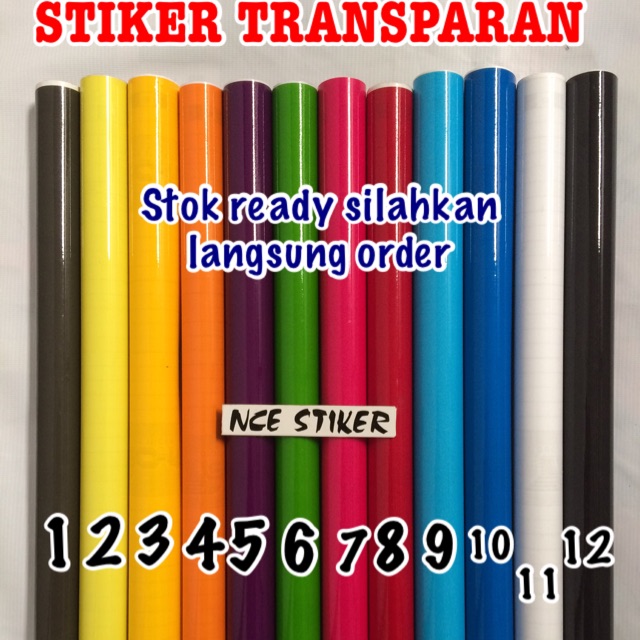 HARGA PERMETER STIKER POLOS WARNA TRANSPARAN LEBAR 45cm