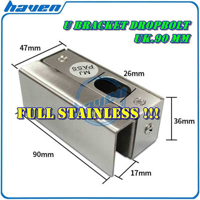 U BRACKET DROPBOLT 90MM / STAINLESS / ACCESS CONTROL / AKSES CONTROL