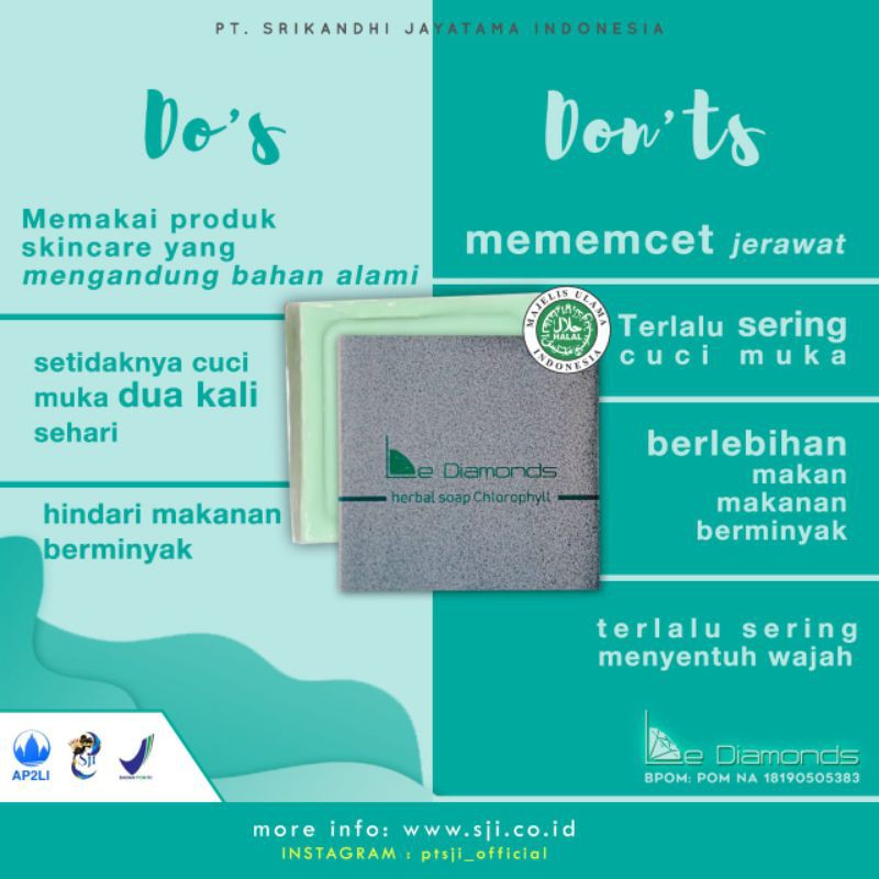 LE DIAMONDS HERBAL SOAP CHLOROPHYLL REKOMENDASI UNTUK MENGHILANGKAN FLEK HITAM DAN KERUTAN