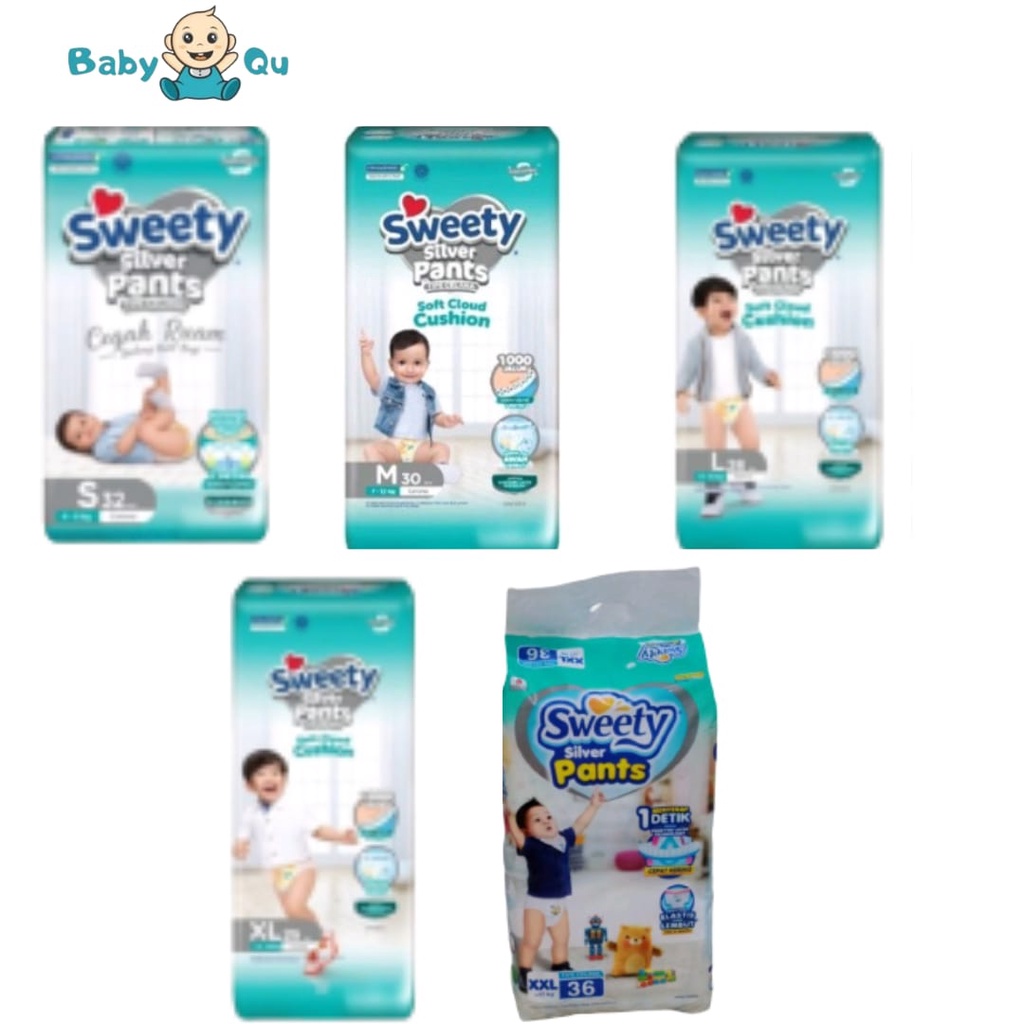 Jual ( PROMO ) Sweety silver pants (popok celana) S32 , M30 L28 XL26