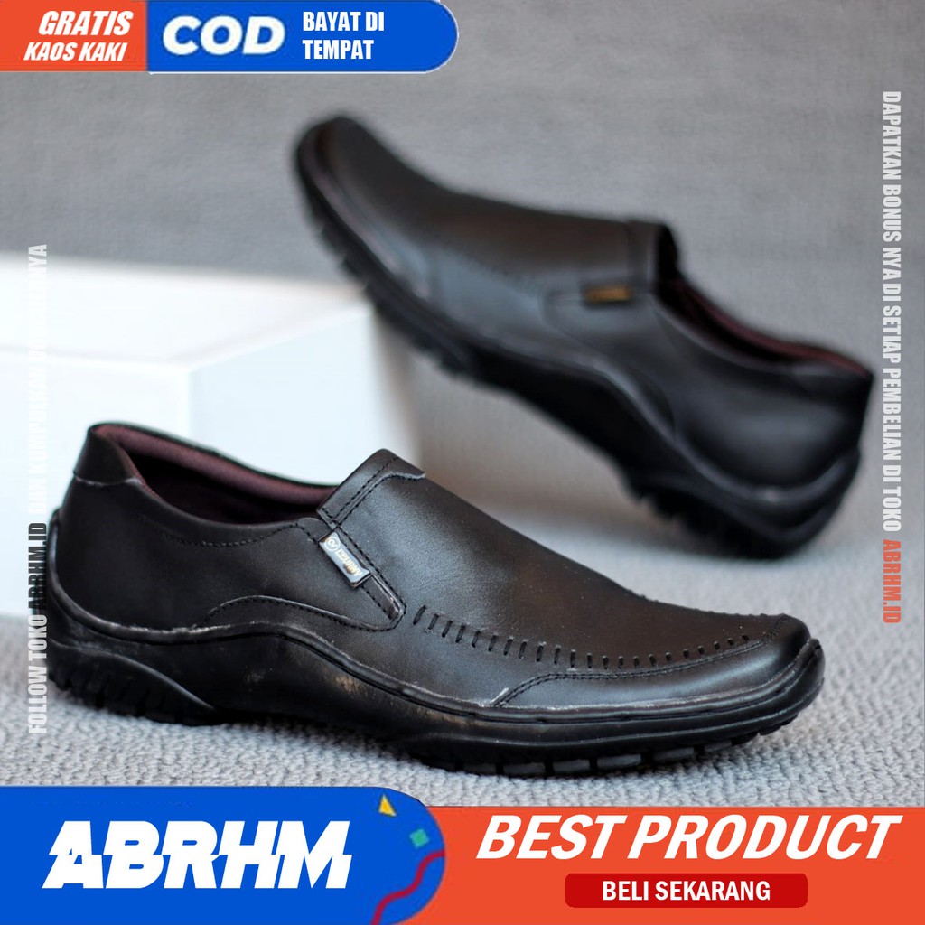 VERDIC Sepatu Casual Slip On Pria Kulit Asli Pantofel Kerja Kantor Kondangan Sepatu Kasual Cowo / Cowok Anti Slip Orignal Gaya Keren Kekinian Murah Terlaris