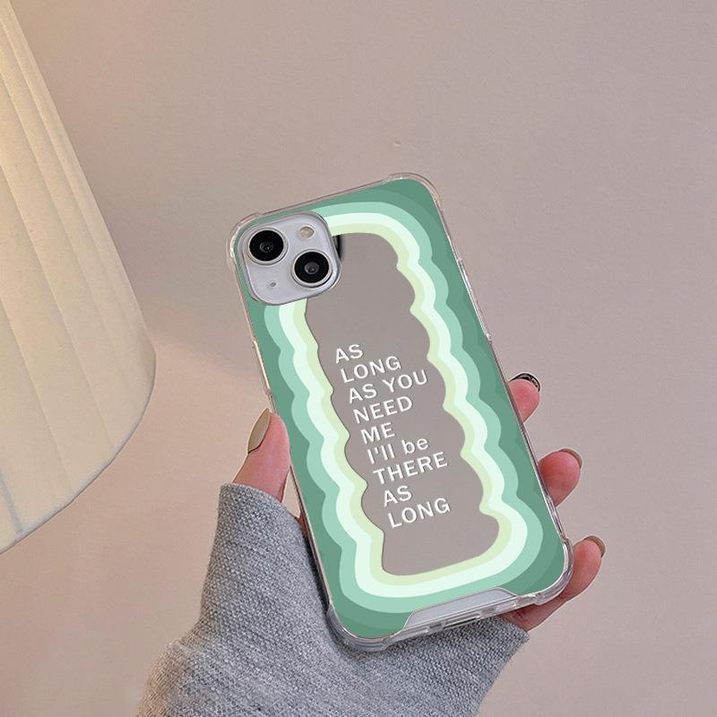 Casing Silikon Motif Pelangi + Cermin Makeup Untuk Iphone 13 / 12Promax / 11 / XR