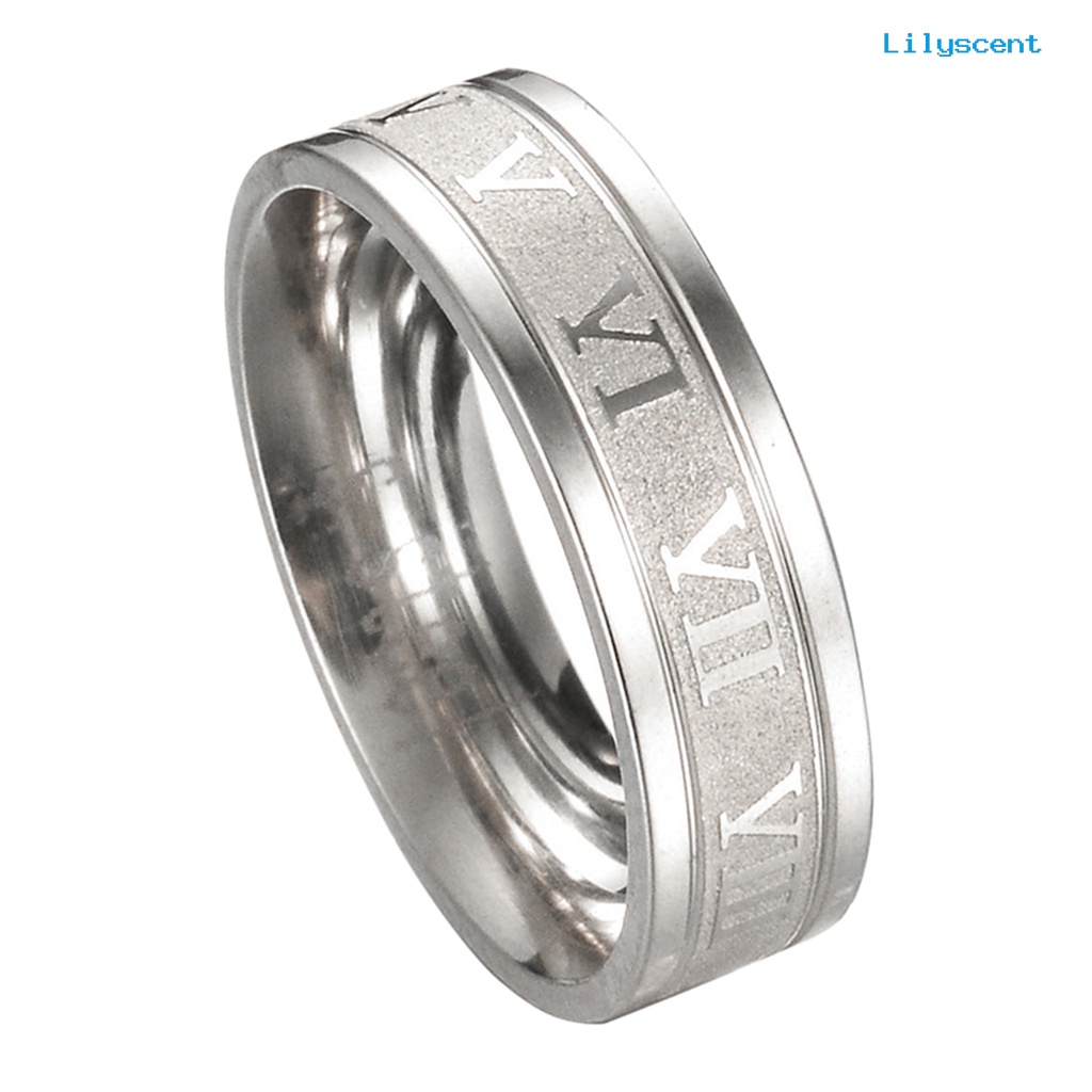 Ls Cincin Titanium Steel Desain Angka Romawi Gaya Punk Untuk Unisex