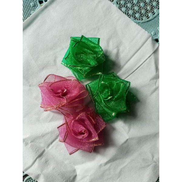 aplikasi bunga organdi / aplikasi Bros / bahan Bros / bahan  craft kerajinan tangan