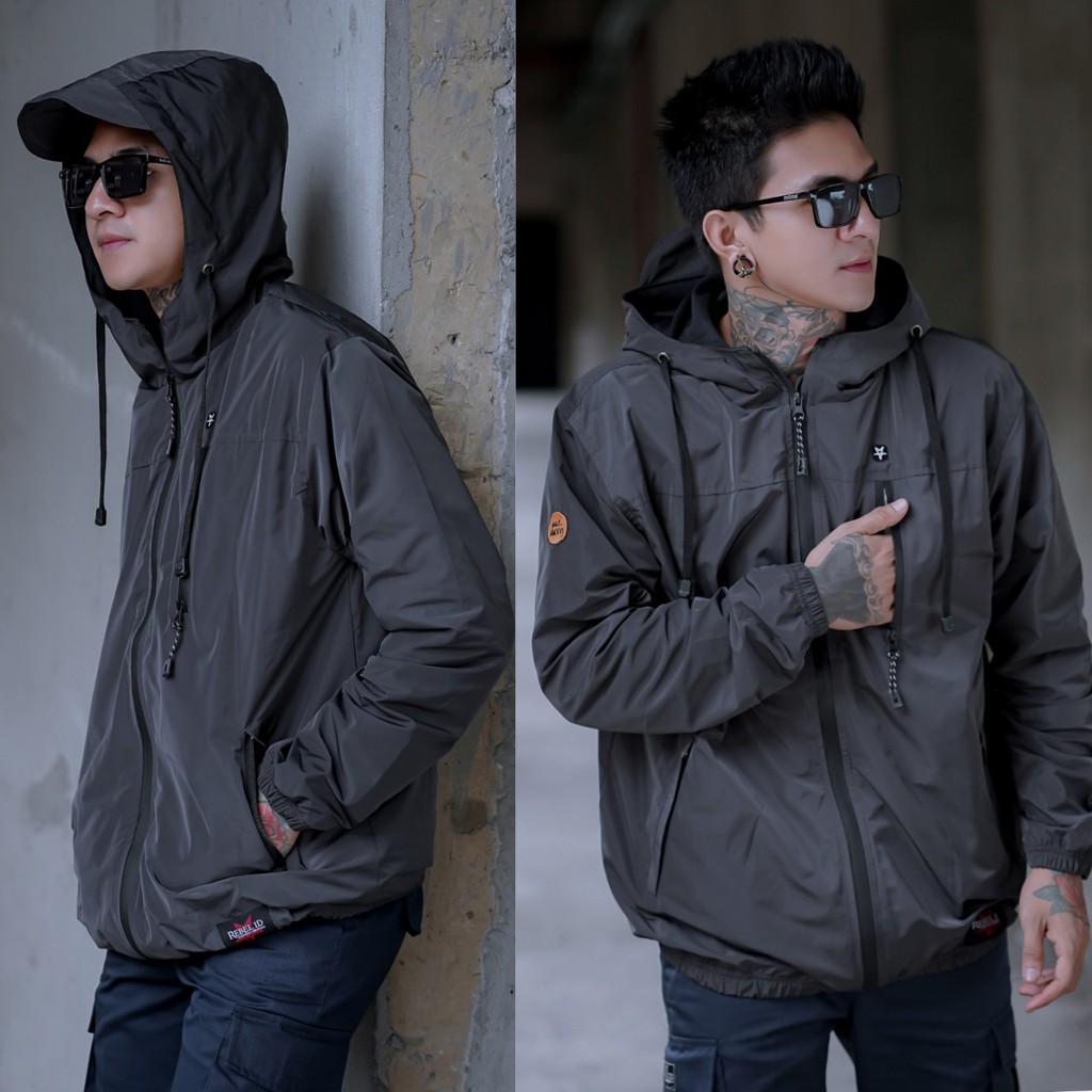 JAKET PARASUT PRIA ANTI AIR WATERPROOF PARASIT OUTDOOR OUTERWEAR-wp abu tua