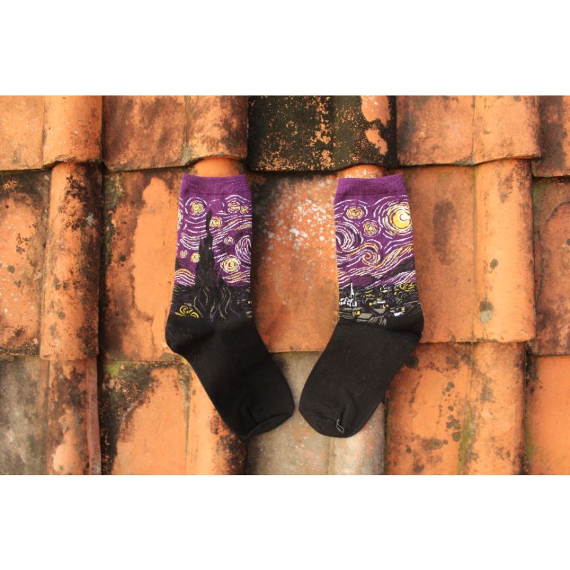 Kaos Kaki Motif Lukisan Starry Night Vincent van Gogh