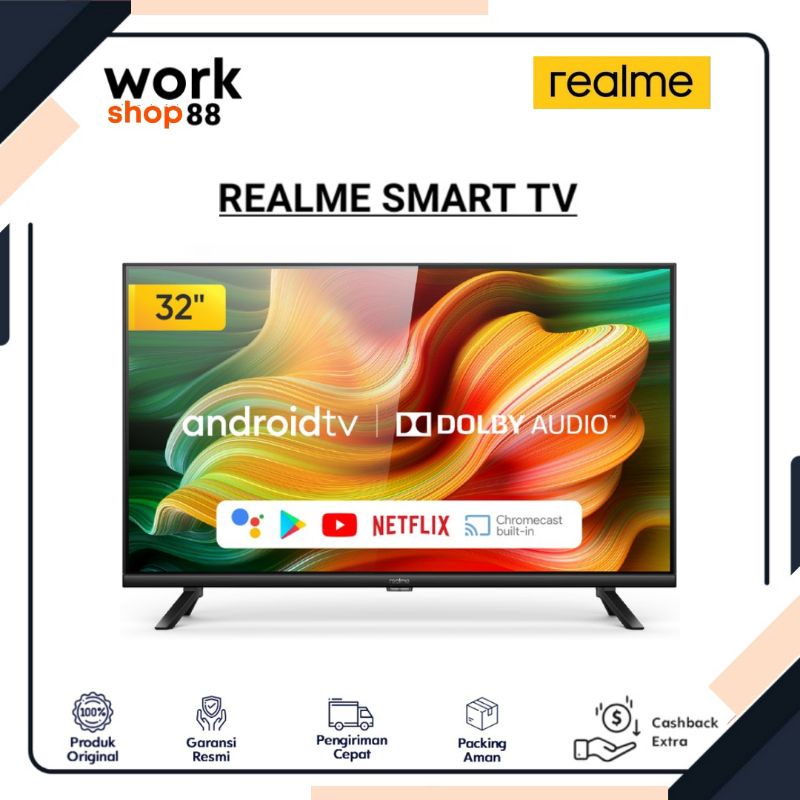 Baru Realme Smart LED TV 32 inch - New Original Garansi Resmi - [Android 9.0 Resolusi FHD Plus FHD+,
