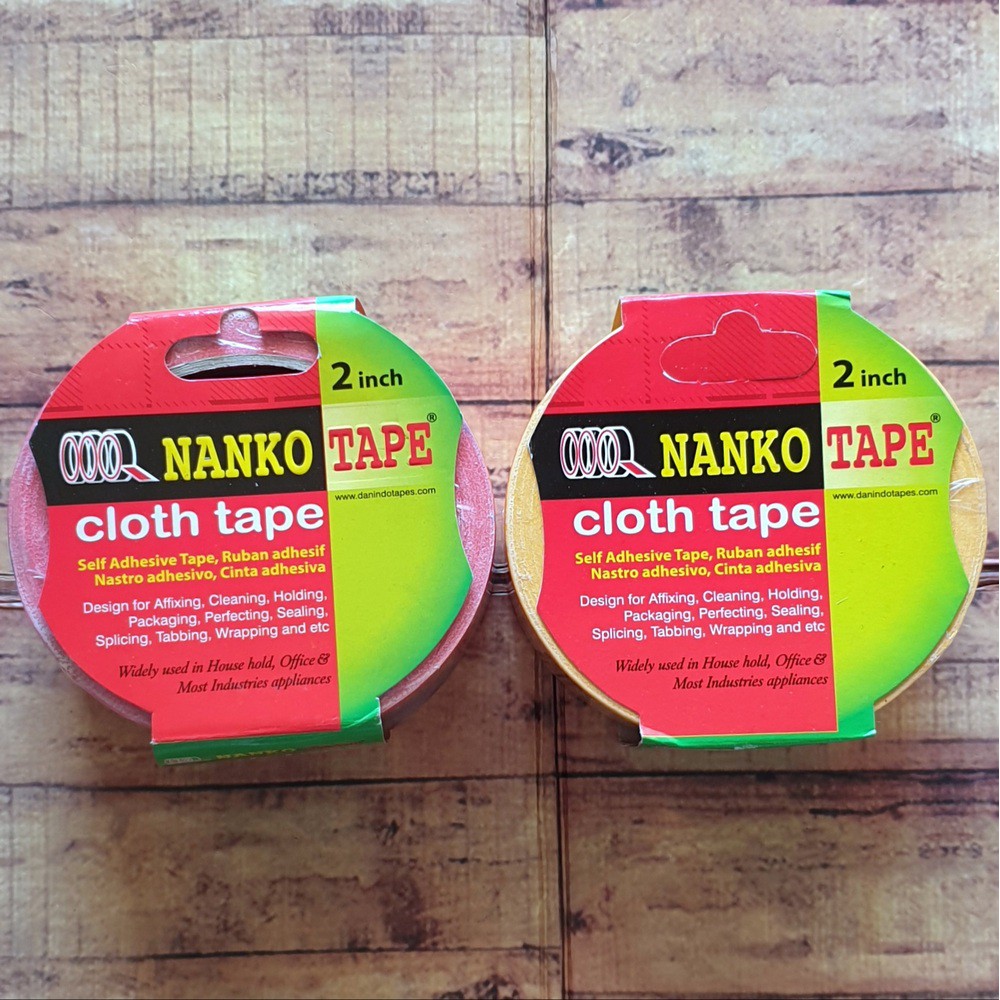 Cloth Tape Nanko 2 inch - Lakban Kain Warna Merah Hijau Biru Kuning Nanko Tape 48mm x 13m