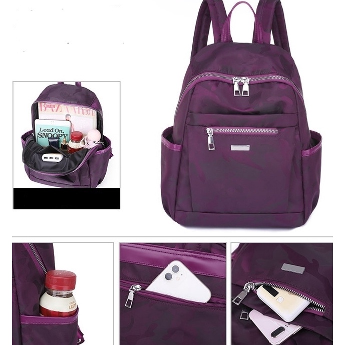 TAS RANSEL WANITA BACKPACK ANTI AIR UNGU OLIVERA TA440P5 PREMIUM KOREA IMPORT BESAR SEKOLAH KULIAH KERJA BRANDED MURAH CEWEK TERBARU