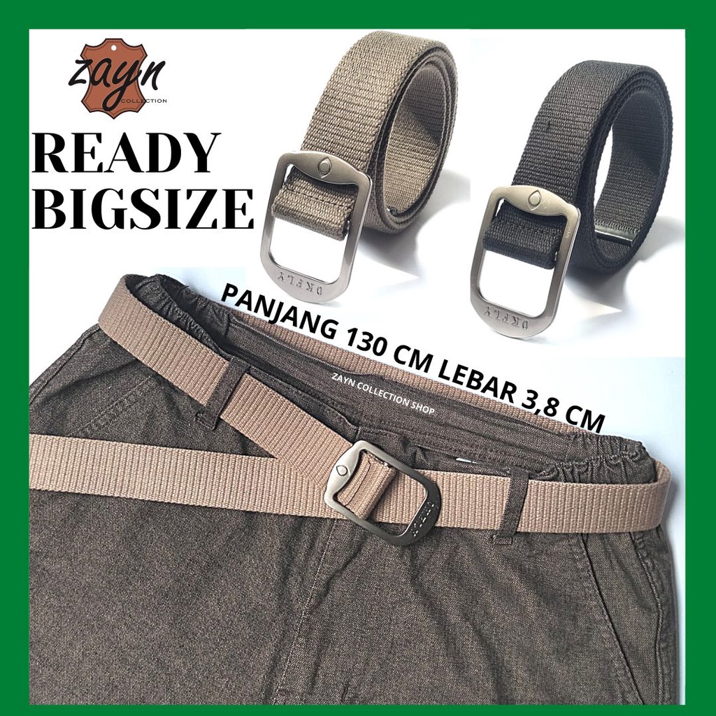 Ikat Pinggang Unisex Ukuran Jumbo Bahan Kain Katun Kanvas Gesper Pria dan Wanita Canvas Bigsize Oversize
