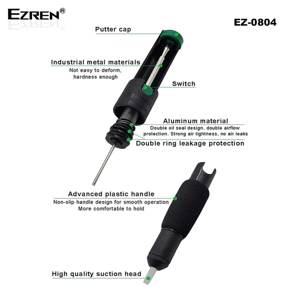 Ezren EZ-0804 Penyedot Timah Pump Soft Handle Anti-Slip Double Ring