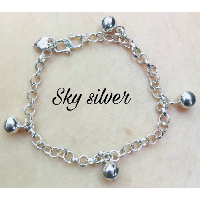 Gelang tangan rantai mainan bayi perak 92./perhiasam perak lapis emas putih asli/GT040