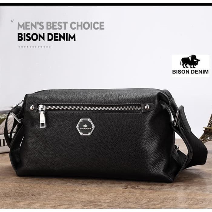 Tas Kulit Selempang Clutch Handbag BISON DENIM Pria N2597-1B