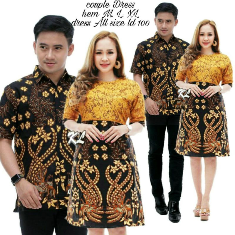 BATIK COUPLE DRESS BRUKAT BAJU CEWEK COWOK COUPLE DRESS BATIK PENDEK COUPLE BRUKAT PENDEK