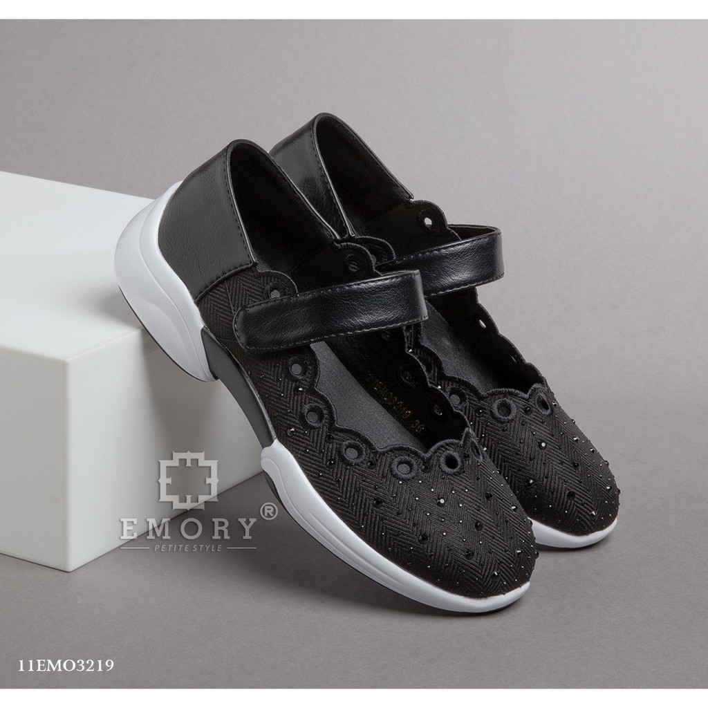 IMPORT Original EMORY Flyknit 11EMO-3219BL Slip on Shoes Sepatu Flat Murah Wanita Cewek Batam Hitam