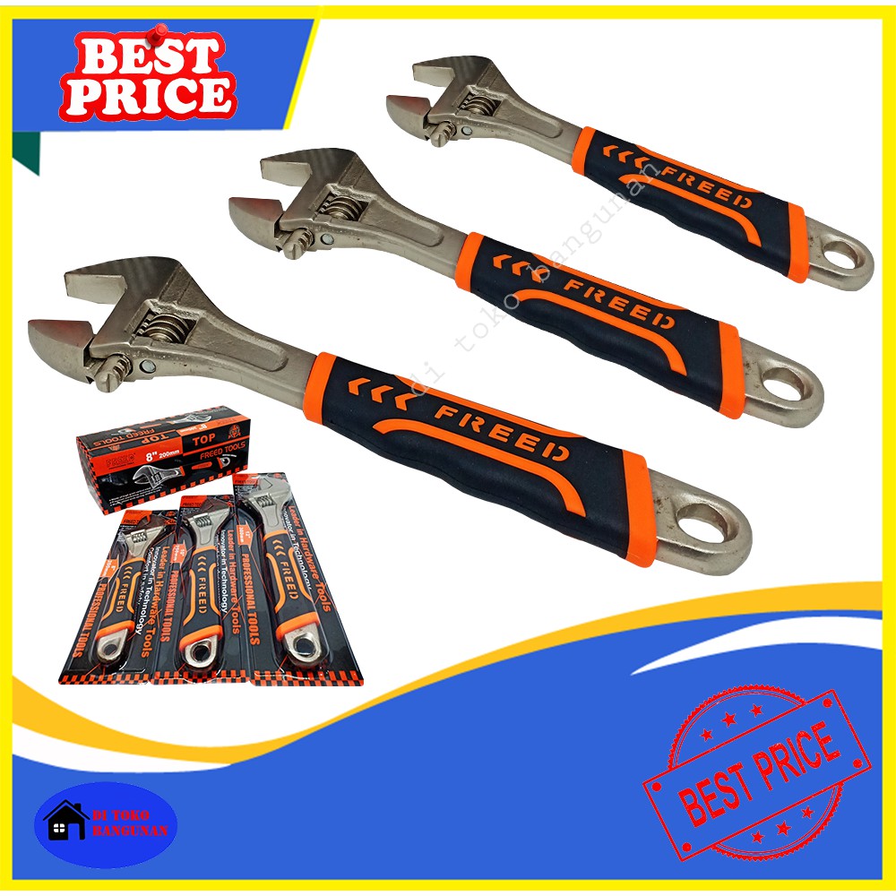 Kunci Inggris Ingris Press gagang Karet Heavy Duty Ukuran 8&quot; 10&quot; 12&quot; Freed
