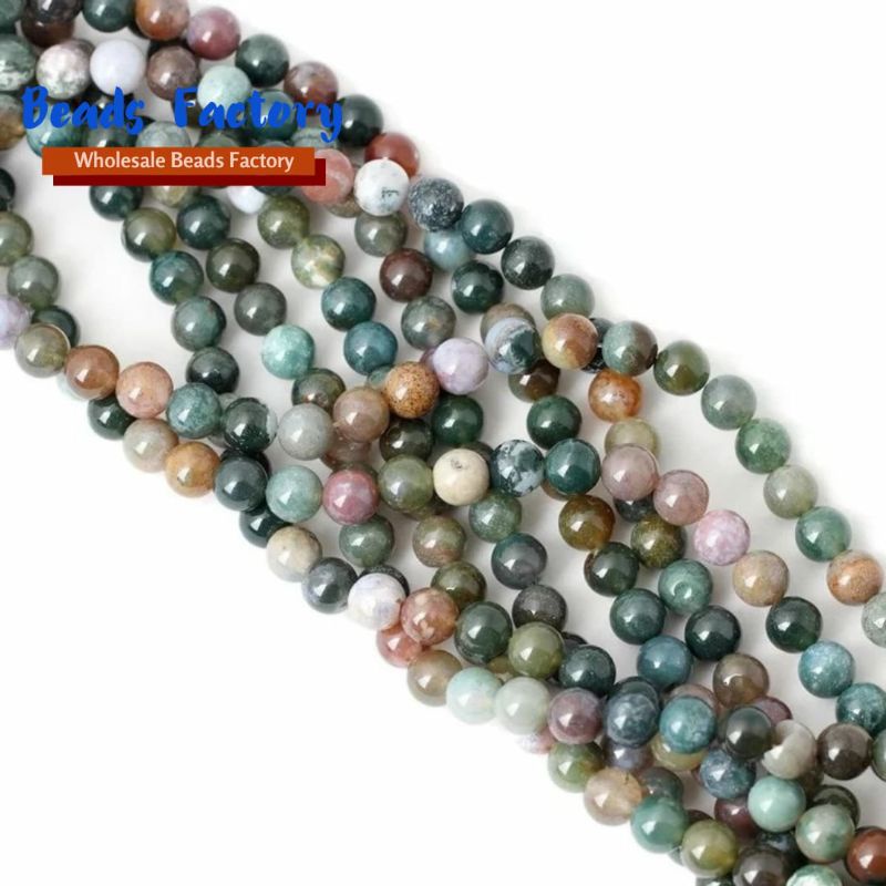 Natural Stone Indian Agate Bead Round Loose Spacer Beads For Jewelry Making Accessories DIY Bracelet Chain 1strinh 4-10mm