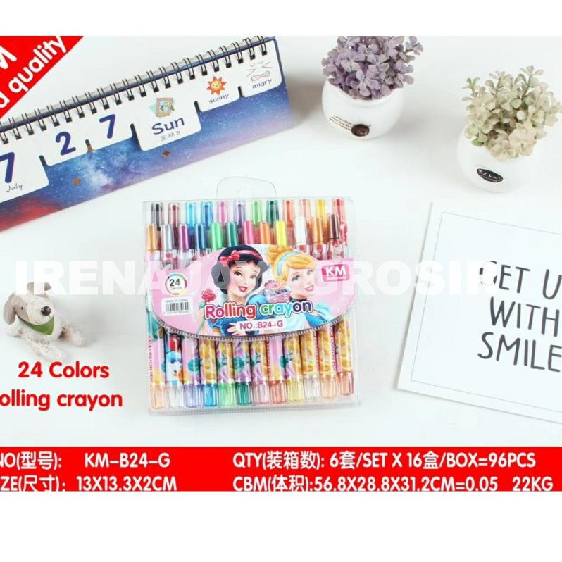 

[PROMO 9N033] IRENAJAYAGROSIR - ROLLING CRAYON KRAYON DENGAN 24 WARNA PENDEK KMB24 Ready Stok