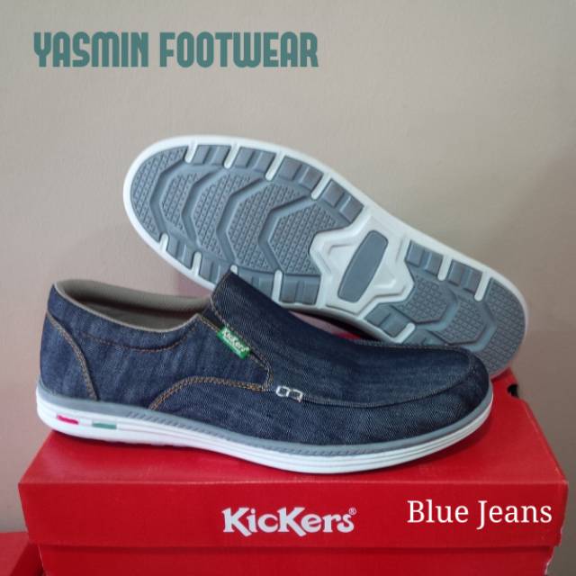 PROMO Sepatu Kickers Kerja Kanvas Slip On / Sepatu Kickers Bahan Jeans / Casual Pria Eksklusif