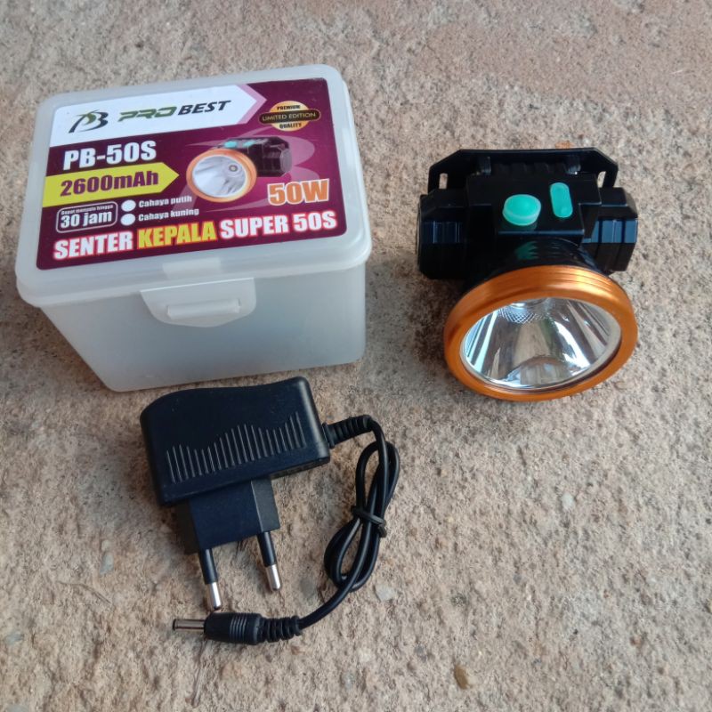 Senter kepala Probest 50 watt  cahaya putih / kuning