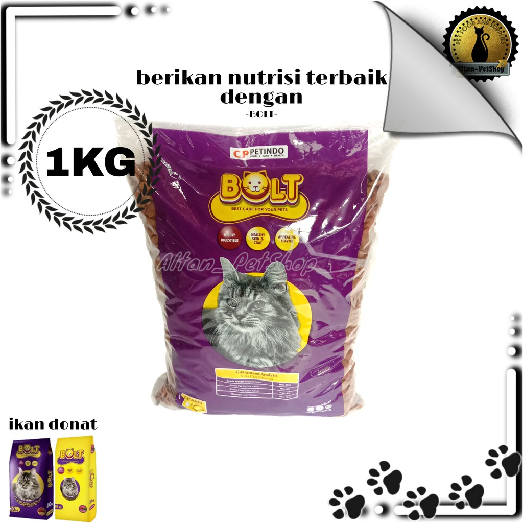 Makanan Kucing Bolt 1kg Repack Tuna Ikan Donat | Cat Food 1kg