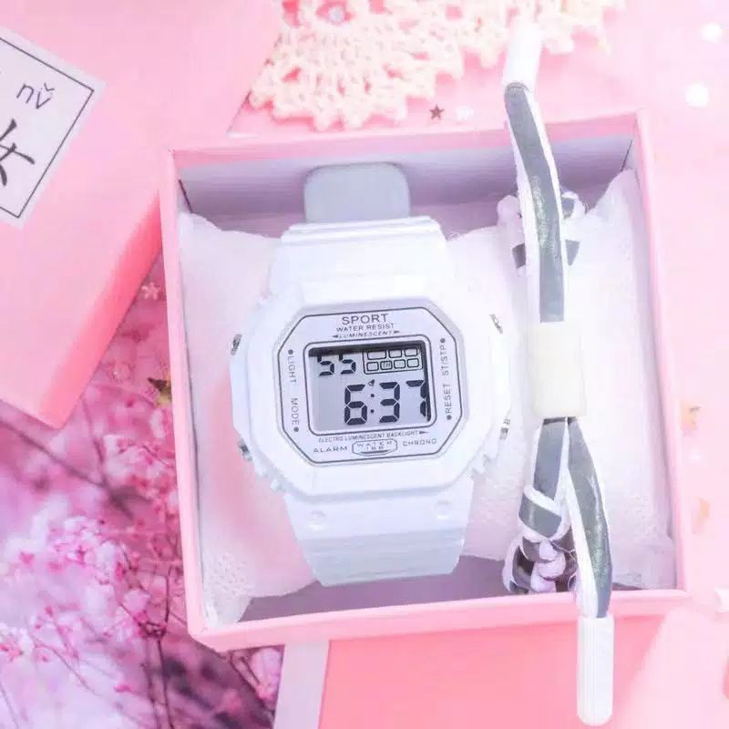 Jam Tangan Wanita Korea Fashion LNR-1175 Strap Rubber Digital