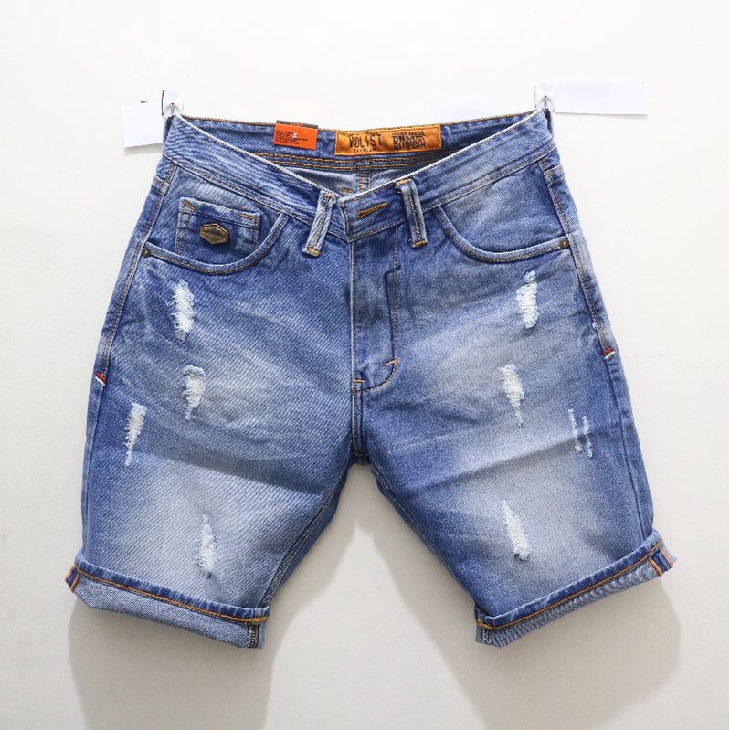 Volist Celana pendek pria dewasa distro Bahan jeans model sobek denim pants