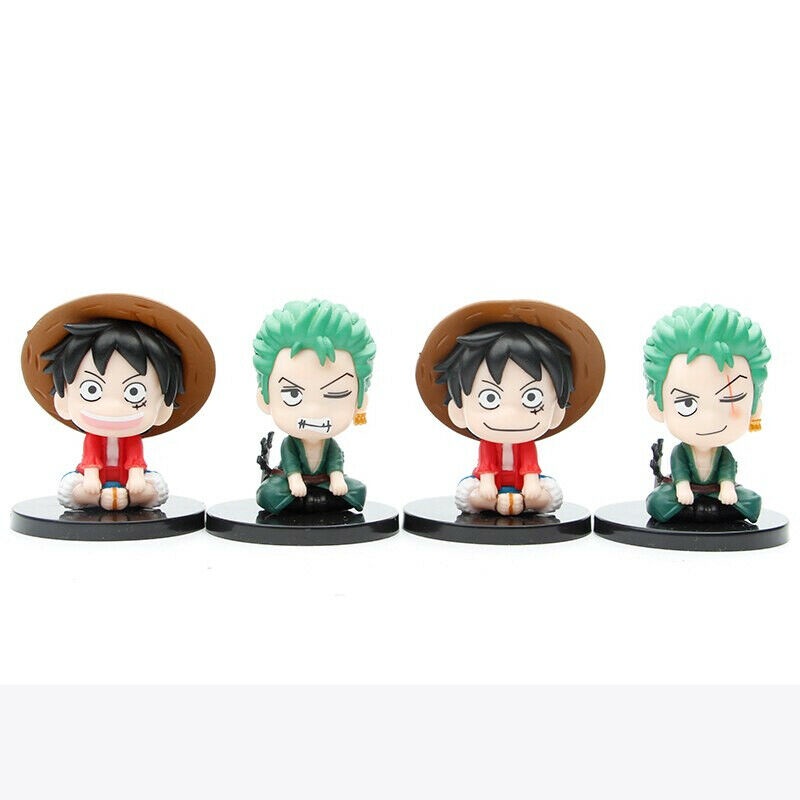 4pcs Mainan Action Figure Model Anime One Piece Luffy Roronoa Zoro Q Version Bahan PVC Untuk Koleksi