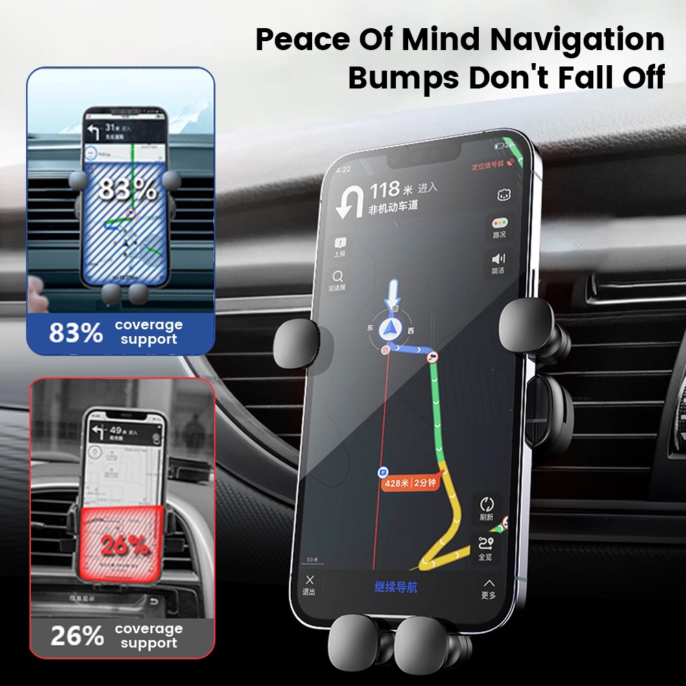 Bracket Klip Mount Ac Mobil Holder Penopang Handphone / GPS Untuk iPhone 13 / 12pro / Xiaomi / Samsung