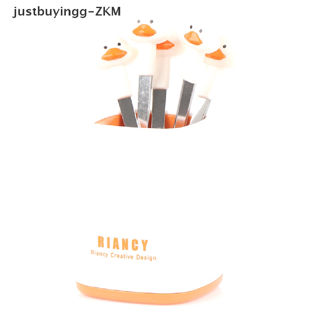 [justbuyingg] 6pcs/Set Cute Cartoon Duck Stainless Steel Dessert  Mini Salad Fruit Fork [zkm]