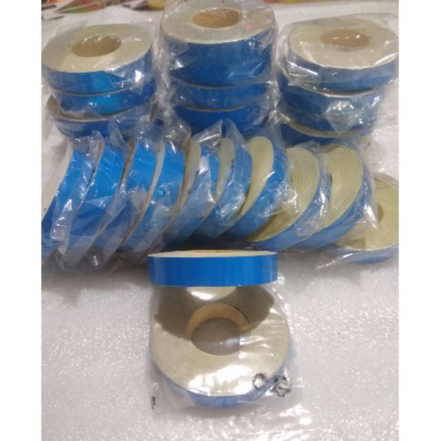 Sticker lis velg / lis pelk / lis pelek Reflektive motor / mobil lebar 1cm warna biru muda