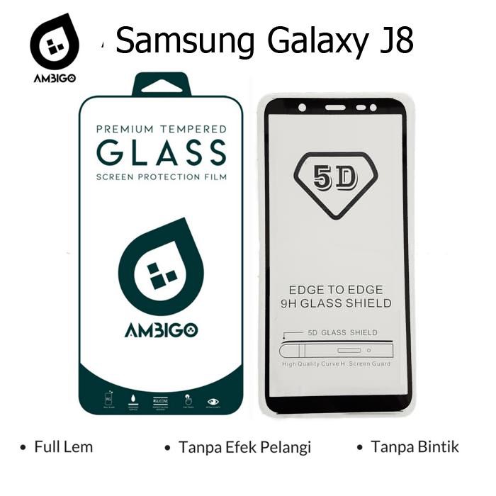 Tempered GLass Full Lem Samsung J8 Full Glue/ Full Cover screenguard antigores kaca