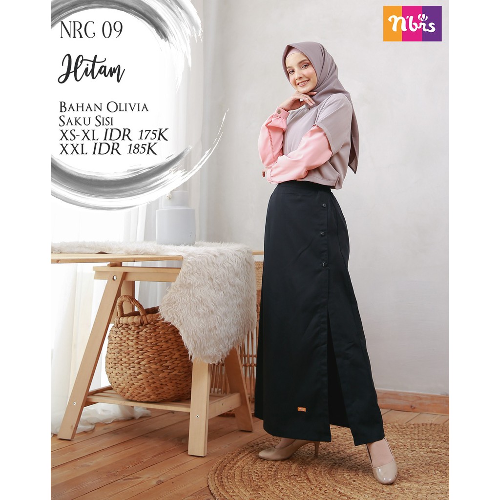 NIBRAS ROK CELANA NRC 09 BAHAN OLIVIA HITAM / KHAKI / NAVY / MAROON / ROK CELANA POLOS MUSLIMAH