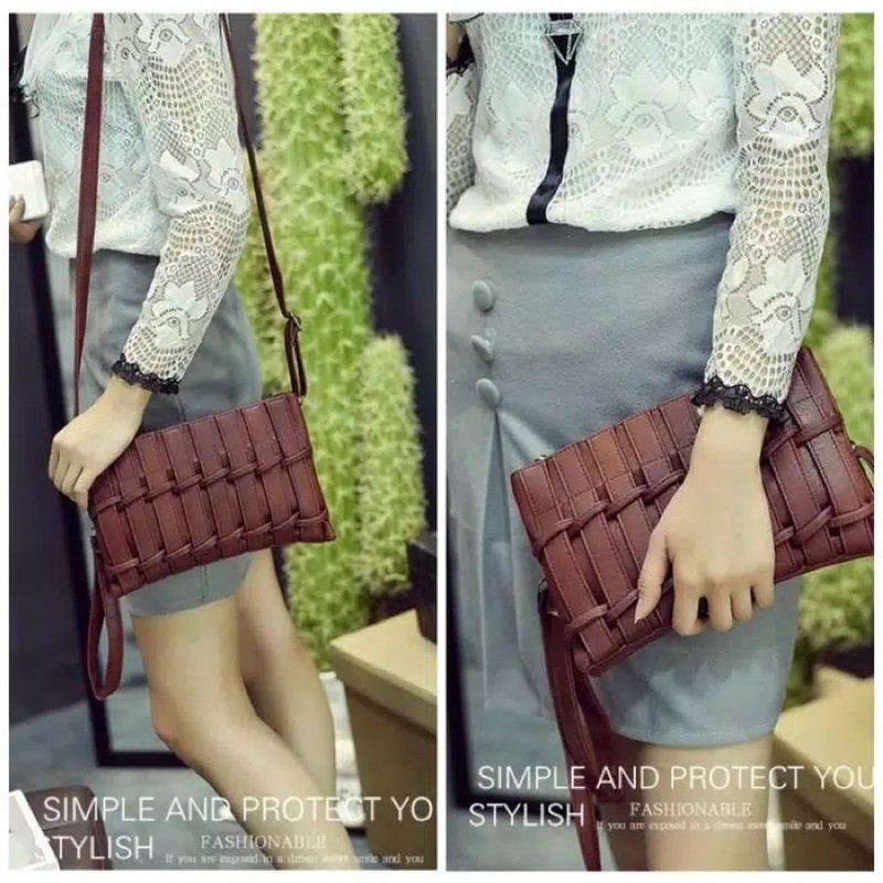 gh-bag Slempang Kanvas keren gaul murah hp kartu pria wanita cewek cowok Cabs Pocket ( P BROWN)