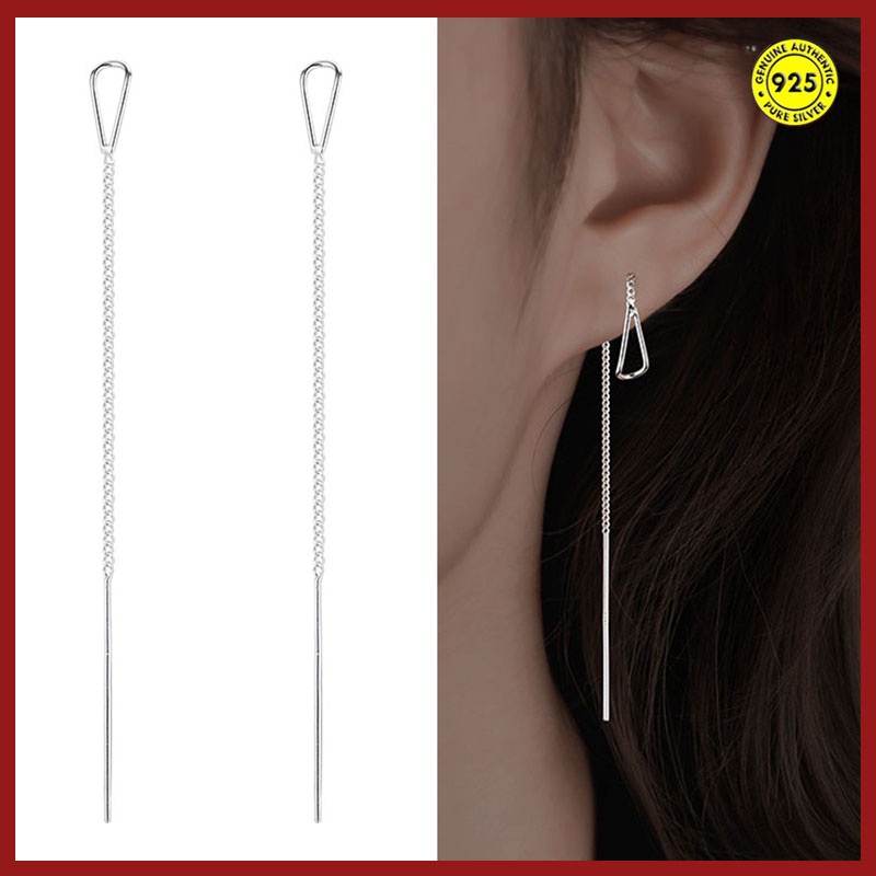 Anting Gantung Panjang Bahan Sterling Silver 925 Untuk Wanita