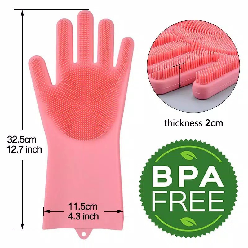 DISHWASHING GLOVES MAGIC Sarung Tangan Spons Sarung Tangan Cuci Piring Sarung Tangan Silikon Cuci Piring Sarung Serbaguna Silicone