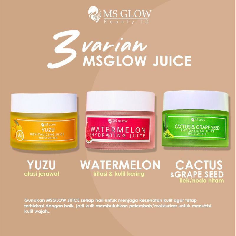 Ms Glow Moisturizer Juice Yuzu | Cactus | Watermelon | Pelembab Wajah Ms Glow