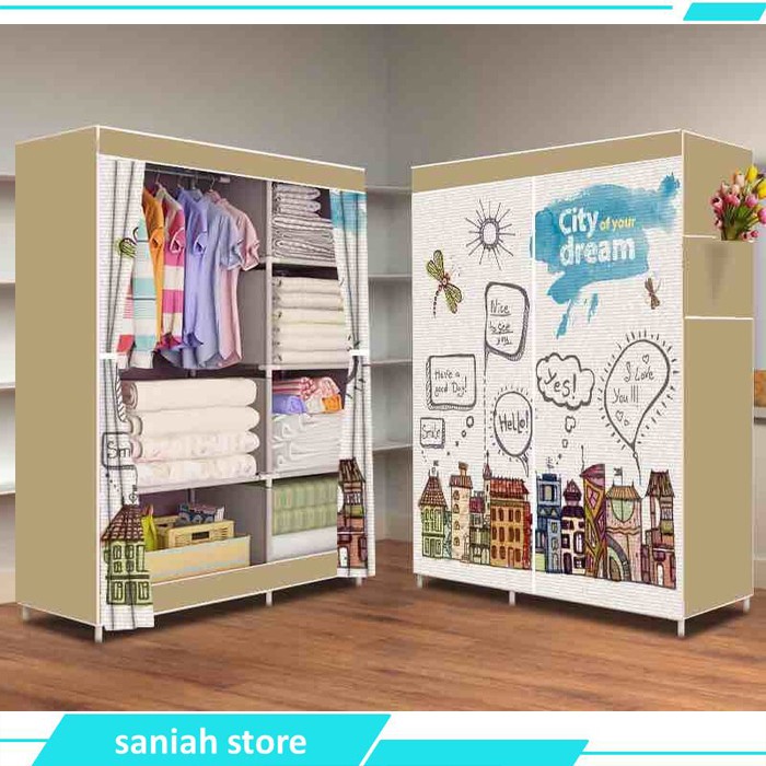 Lemari Pakaian Hanger Motif Lemari Kain Pakaian Rak Pakaian Lemari Baju Rak Baju Gantungan Baju Gant