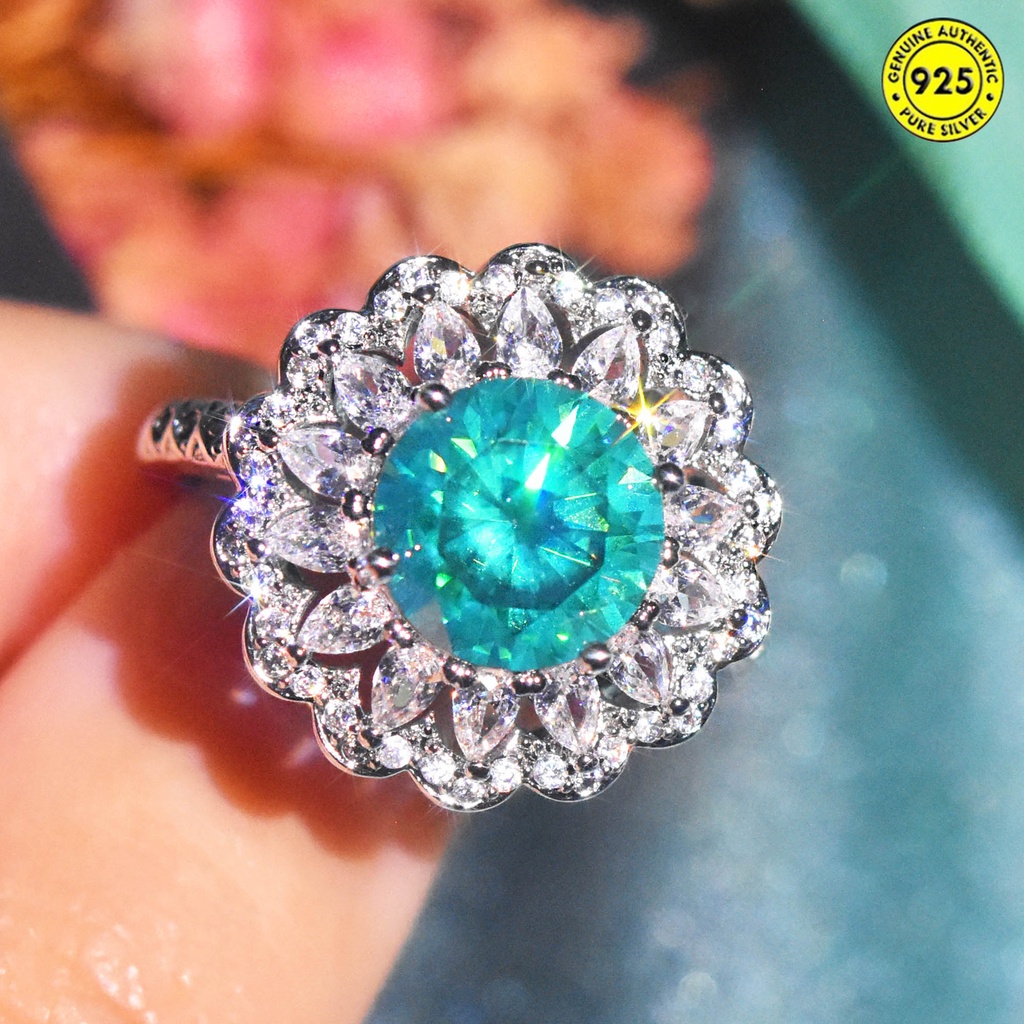 Cincin Model Terbuka Warna Biru Hijau Api