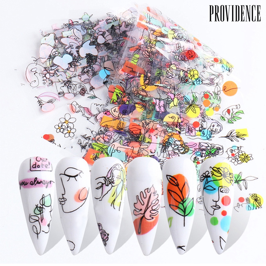 Providence 10Pcs Nail Decals Geometric Line Facial Design Easily Match-with Multiple Colors Nail Art Water Decal for Nail Salon