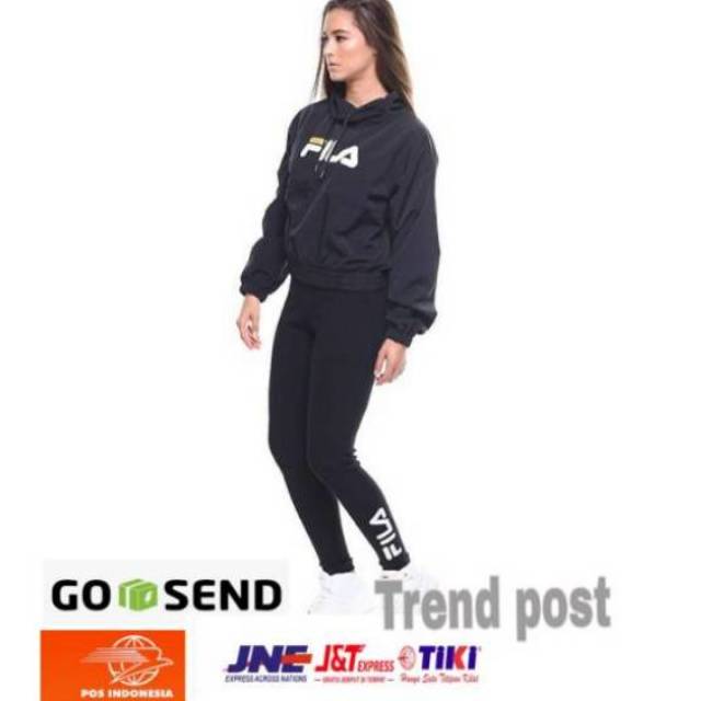  legging  hitam panjang lmport korea bahan TEBAL motif FILA 