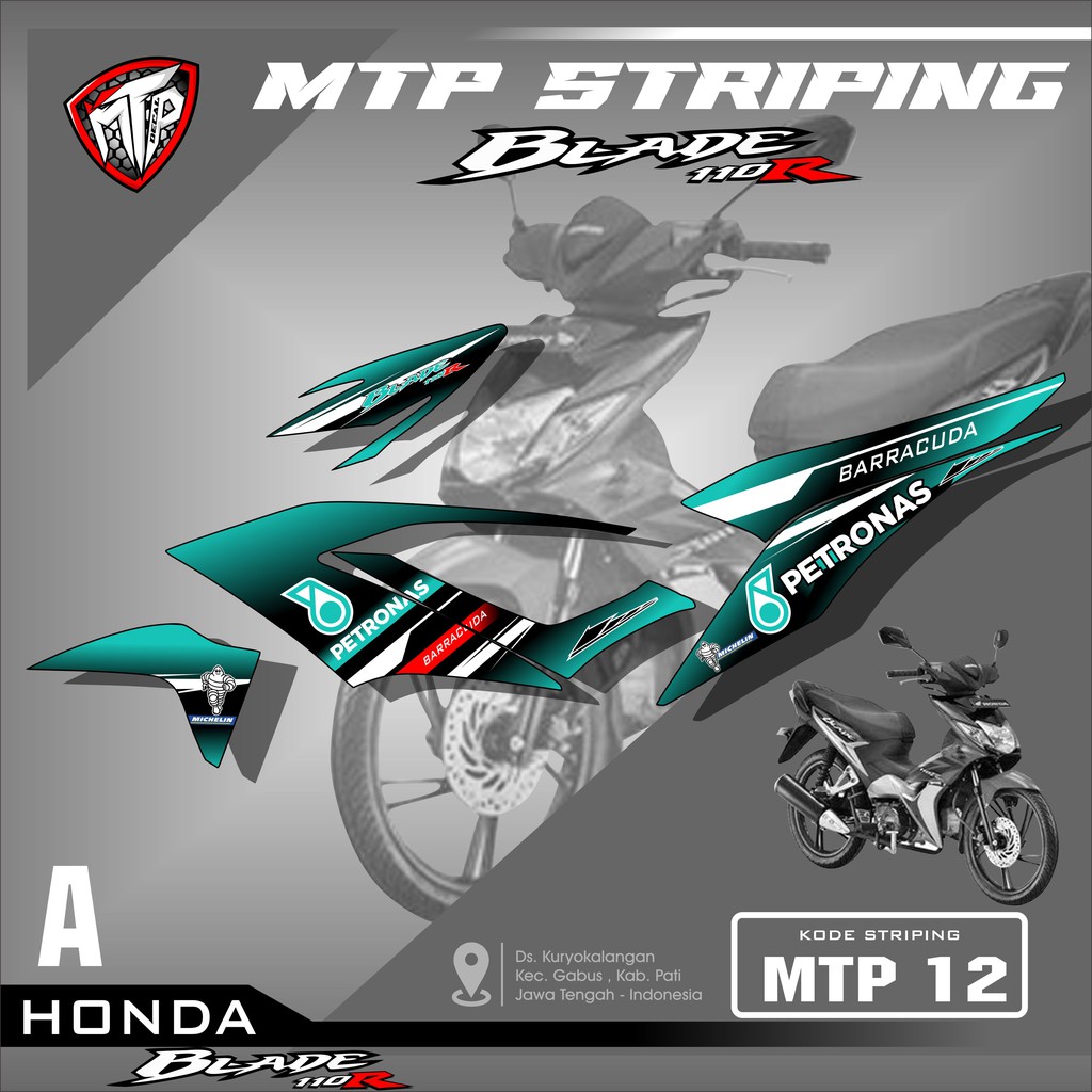 (PROMO )Sticker Striping Blade 110 Karbu- Stiker Variasi Motor Honda Blade Motif Petronas MTP 012