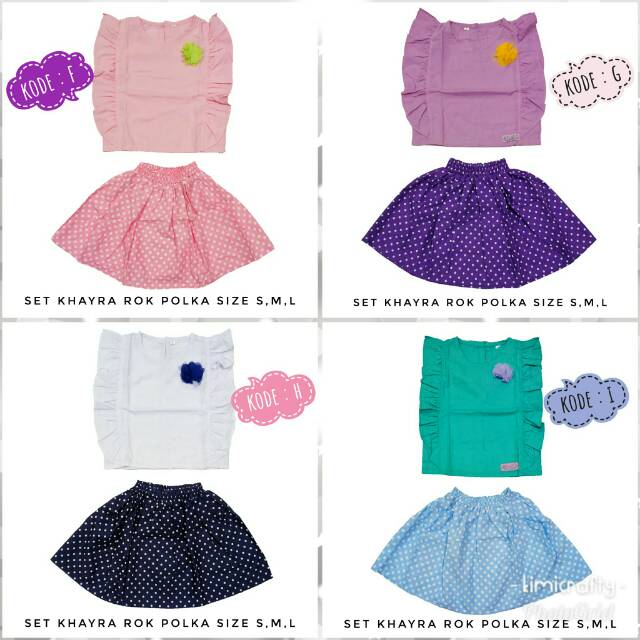 Set Khayra Rok  Polka Size S M L Setelan Anak  Cantik 