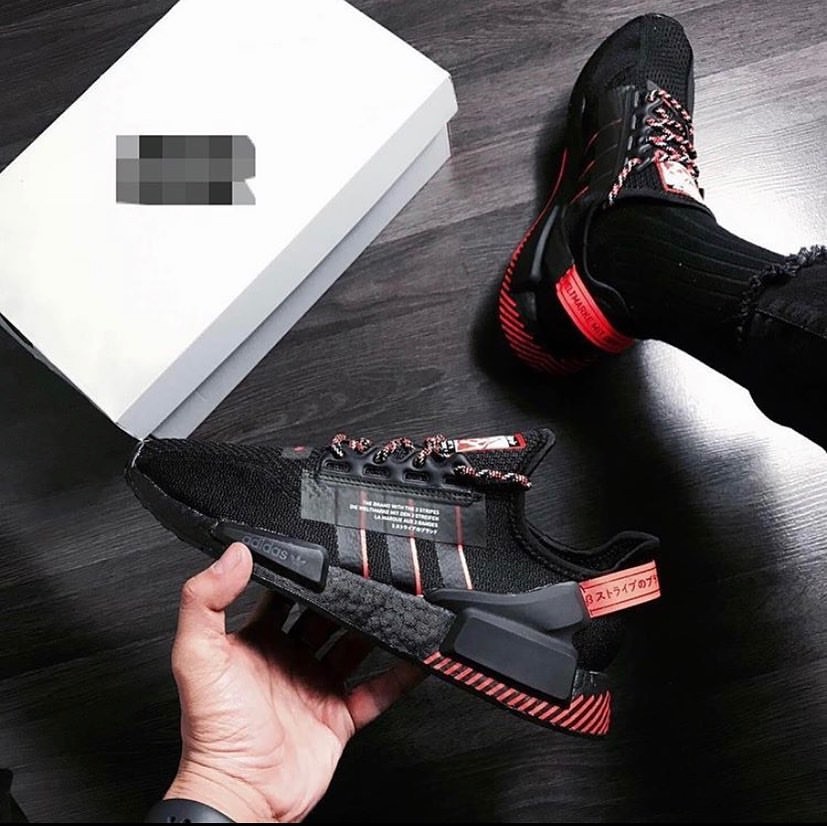 Sepatu Adidas Nmd R1 V2 Black Red Premium Original