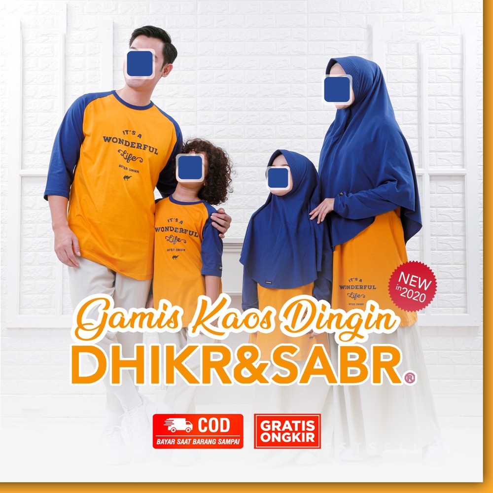 Baju sarimbit keluarga Dhikr & Sabr Warna Kuning Mustard-Navy DF9