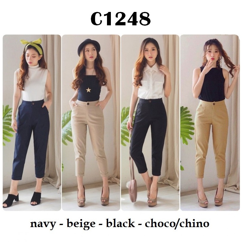 Celana casual pants polos 3per4 pergi jalan hangout kuliah Celana casual pants polos 3per4 pergi jalan hangout kuliah