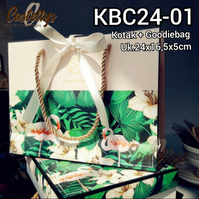 

KBC24-01 ISI 5 SET Kotak Box Kue dan Paper Bag Hampers Kue Mooncake